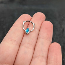 Load image into Gallery viewer, 16G 5/16 Blue Gem Deco Oval Cartilage Clicker
