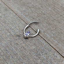 Load image into Gallery viewer, 16G 5/16 Purple Gem Deco Oval Cartilage Clicker
