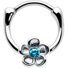 Load image into Gallery viewer, 16G 5/16 Blue Gem Sweetheart Flower Cartilage Clicker
