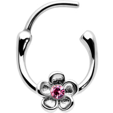 Load image into Gallery viewer, 16G 5/16 Pink Gem Sweetheart Flower Cartilage Clicker
