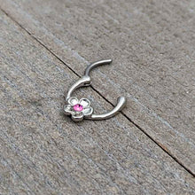 Load image into Gallery viewer, 16G 5/16 Pink Gem Sweetheart Flower Cartilage Clicker
