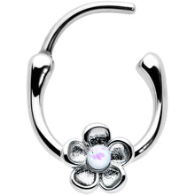 Load image into Gallery viewer, 16G 5/16 White Faux Opal Sweetheart Flower Cartilage Clicker
