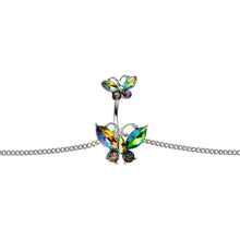 Load image into Gallery viewer, Rainbow Gem Butterfly Beauties Double Mount Belly Ring Belly Chain
