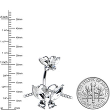 Load image into Gallery viewer, Clear Gem Butterfly Beauties Double Mount Belly Ring Belly Chain
