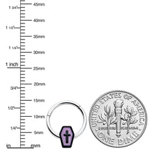 Load image into Gallery viewer, 16G 3/8 Creepy Coffin Lt Purple Glow in Dark Hinged Segment Ring
