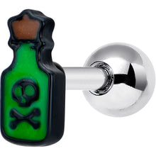 Load image into Gallery viewer, 16G 1/4 Poison Green Bottle Glow in the Dark Cartilage Earring
