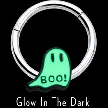 Load image into Gallery viewer, 16G 3/8 White Ghost Glow in the Dark Halloween Hinged Segment Ring
