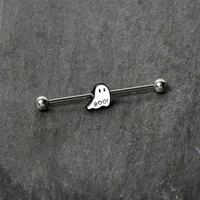 Load image into Gallery viewer, 14G Halloween White Ghost Glow in the Dark Industrial Barbell 38mm
