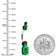Load image into Gallery viewer, Halloween Green Poison Bottle Glow in the Dark Double Mount Belly Ring
