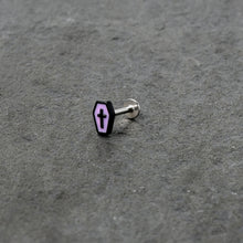 Load image into Gallery viewer, 16G 5/16 Creepy Coffin Lt Purple Glow in Dark Labret Monroe Tragus
