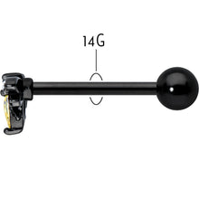 Load image into Gallery viewer, Clear Yellow Gem Black Butterfly Barbell Tongue Ring

