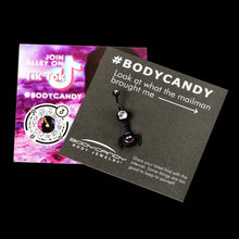 Load image into Gallery viewer, Clear Gem Black Smiling Spider Witch Halloween Dangle Belly Ring
