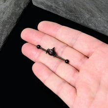 将图片加载到图库查看器，14G Black Halloween Smiling Witch Spider Industrial Barbell 38mm
