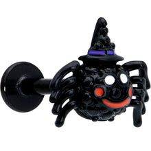 Load image into Gallery viewer, 16G 5/16 Black Halloween Witch Smiling Spider Labret Monroe Tragus
