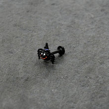 Load image into Gallery viewer, 16G 5/16 Black Halloween Witch Smiling Spider Labret Monroe Tragus
