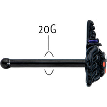 Load image into Gallery viewer, 20G 1/4 Black Halloween Witchy Smiling Spider Nose Bone
