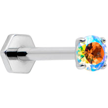 Load image into Gallery viewer, 16G 5/16 Aurora CZ Gem ASTM F-136 Implant Grade Titanium Hex End Labret Tragus
