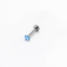 Load image into Gallery viewer, 16G 5/16 Blue CZ Gem ASTM F-136 Implant Grade Titanium Hex End Labret Tragus
