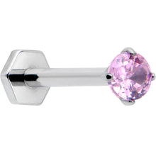 Load image into Gallery viewer, 16G 5/16 Pink CZ Gem ASTM F-136 Implant Grade Titanium Hex End Labret Tragus
