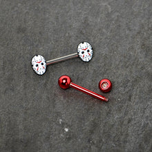 Load image into Gallery viewer, Officially Licensed Halloween Jason Mask Friday the 13th Nipple Ring Set
