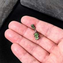 Load image into Gallery viewer, Frankenstein Head Green Glow in the Dark Double Mount Belly Ring
