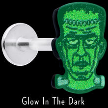 Load image into Gallery viewer, 16G 5/16 Frankenstein Head Green Glow in the Dark Labret Tragus
