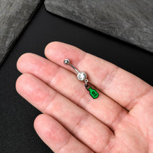 Load image into Gallery viewer, Clear Gem Green Poison Bottle Glow in the Dark Dangle Belly Ring
