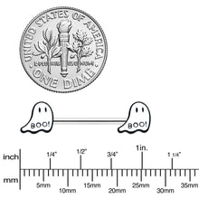 Load image into Gallery viewer, 14G 9/16 Halloween Ghost Glow in the Dark Barbell Nipple Ring Set
