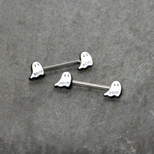 Load image into Gallery viewer, 14G 9/16 Halloween Ghost Glow in the Dark Barbell Nipple Ring Set
