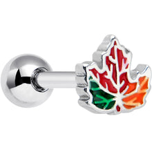 Load image into Gallery viewer, 16G 5/16 Autumn Tricolor Maple Leaf Cartilage Tragus Earring
