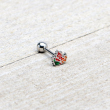Load image into Gallery viewer, 16G 5/16 Autumn Tricolor Maple Leaf Cartilage Tragus Earring
