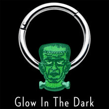 将图片加载到图库查看器，16G 3/8 Frankenstein Head Green Glow in Dark Hinged Segment Ring
