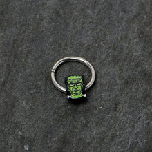 将图片加载到图库查看器，16G 3/8 Frankenstein Head Green Glow in Dark Hinged Segment Ring
