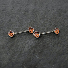 Load image into Gallery viewer, 14G 9/16 Autumn Acorn Face Brown Fall Barbell Nipple Ring Set

