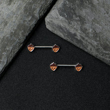 Load image into Gallery viewer, 14G 9/16 Autumn Acorn Face Brown Fall Barbell Nipple Ring Set
