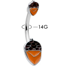 Load image into Gallery viewer, Autumn Acorn Brown Orange Fall Double Mount Belly Ring
