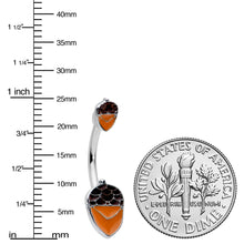 Load image into Gallery viewer, Autumn Acorn Brown Orange Fall Double Mount Belly Ring
