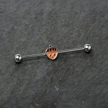 Load image into Gallery viewer, 14G Autumn Acorn Face Brown Fall Industrial Barbell 38mm
