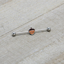 Load image into Gallery viewer, 14G Autumn Acorn Face Brown Fall Industrial Barbell 38mm
