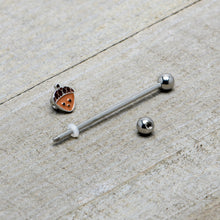 Load image into Gallery viewer, 14G Autumn Acorn Face Brown Fall Industrial Barbell 38mm
