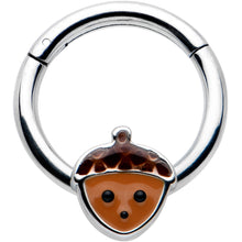 Load image into Gallery viewer, 16G 5/16 Fall Acorn Face Brown Autumn Hinged Segment Ring
