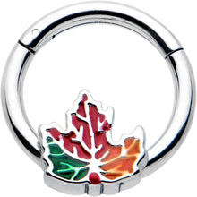 Load image into Gallery viewer, 16G 5/16 Tricolor Red Autumn Maple Leaf Hinged Segment Ring
