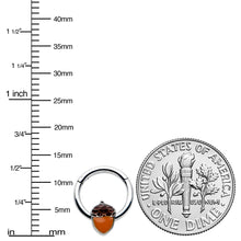 Load image into Gallery viewer, 16G 3/8 Autumn Acorn Orange Brown Hinged Segment Ring
