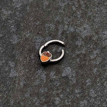 Load image into Gallery viewer, 16G 3/8 Autumn Acorn Orange Brown Hinged Segment Ring
