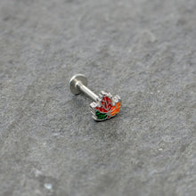 Load image into Gallery viewer, 16G 5/16 Autumn Tricolor Red Maple Leaf Labret Monroe Tragus
