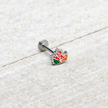 Load image into Gallery viewer, 16G 5/16 Autumn Tricolor Red Maple Leaf Labret Monroe Tragus
