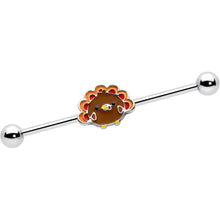 Load image into Gallery viewer, 14G Cute Colorful Turkey Thanksgiving Industrial Barbell 38mm

