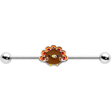 Load image into Gallery viewer, 14G Cute Colorful Turkey Thanksgiving Industrial Barbell 38mm
