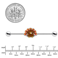 Load image into Gallery viewer, 14G Cute Colorful Turkey Thanksgiving Industrial Barbell 38mm
