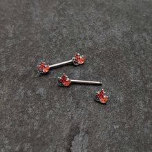 Load image into Gallery viewer, 14G 9/16 Autumn Tricolor Maple Leaf Barbell Nipple Ring Set
